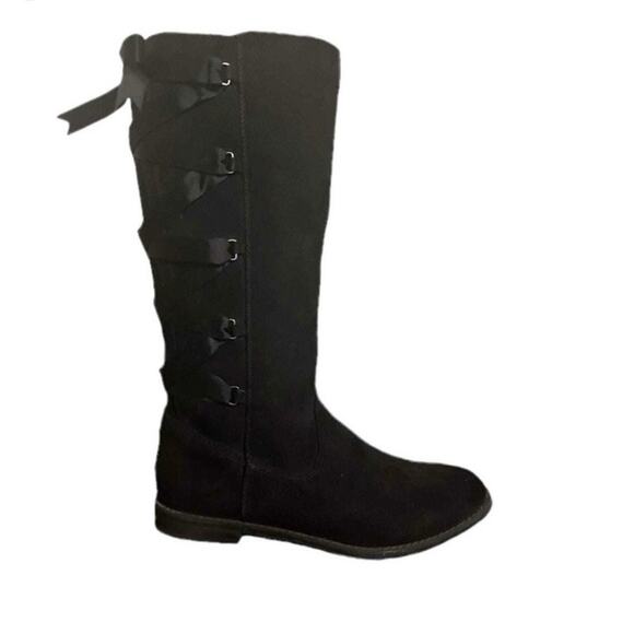 Sam Edelman Black Suede Tall Lace Up Boots - Size 2 - Picture 1 of 8